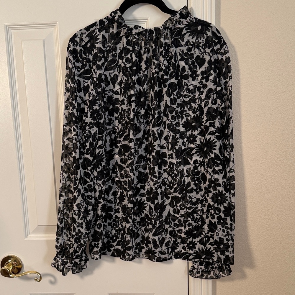 Boden Black & White Floral Tie-Front Blouse size 14 - Picture 7 of 7
